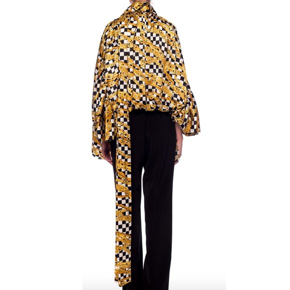 BALENCIAGA Gold Chains Printed Silk Blouse - Picture 6 of 13